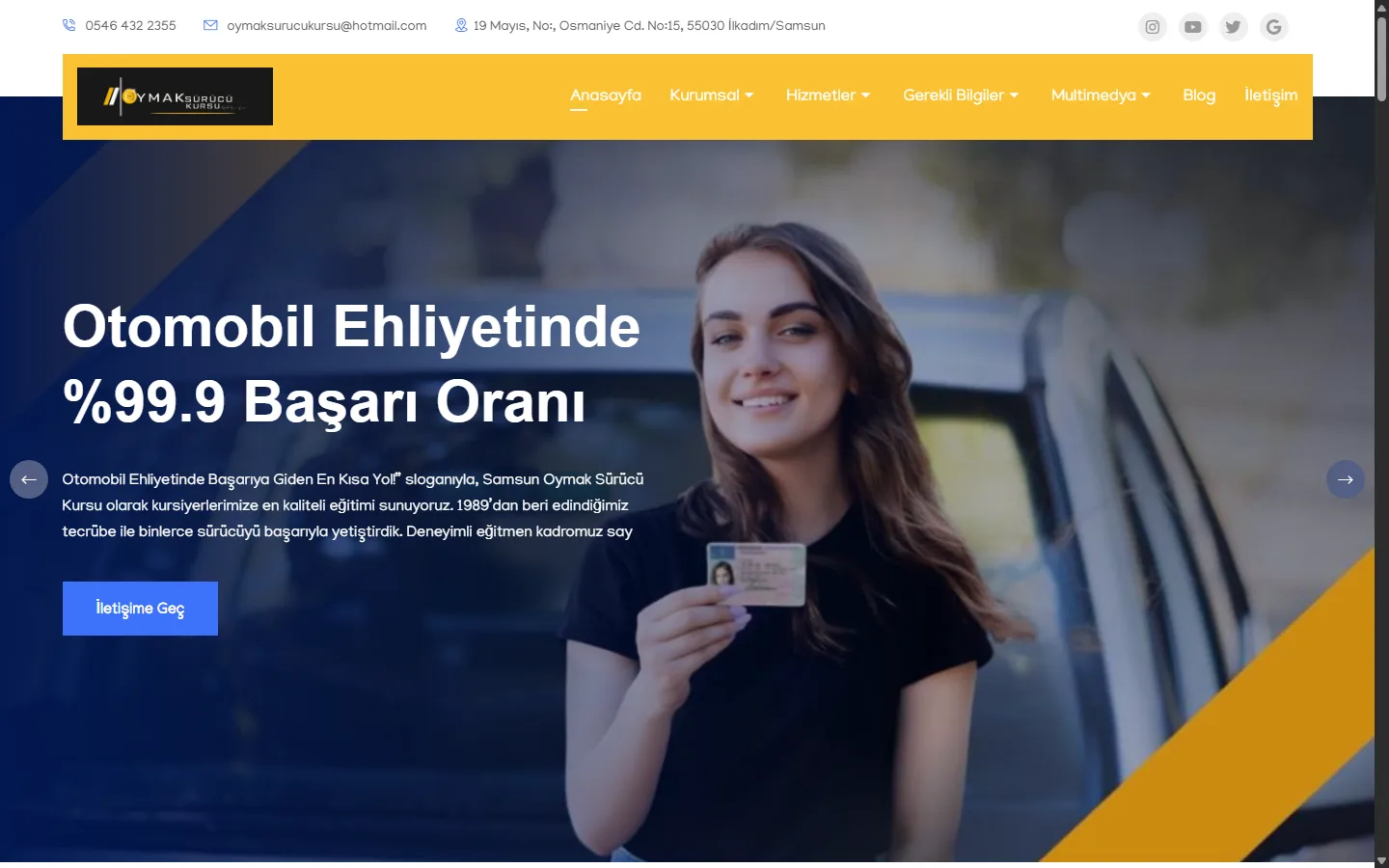 Oymak Sürücü Kursu web projesi ekran görüntüsü